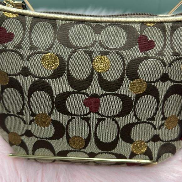 Coach Brown and Gold Fall Crossbody Bag with Red Accent - Picture 3 of 9